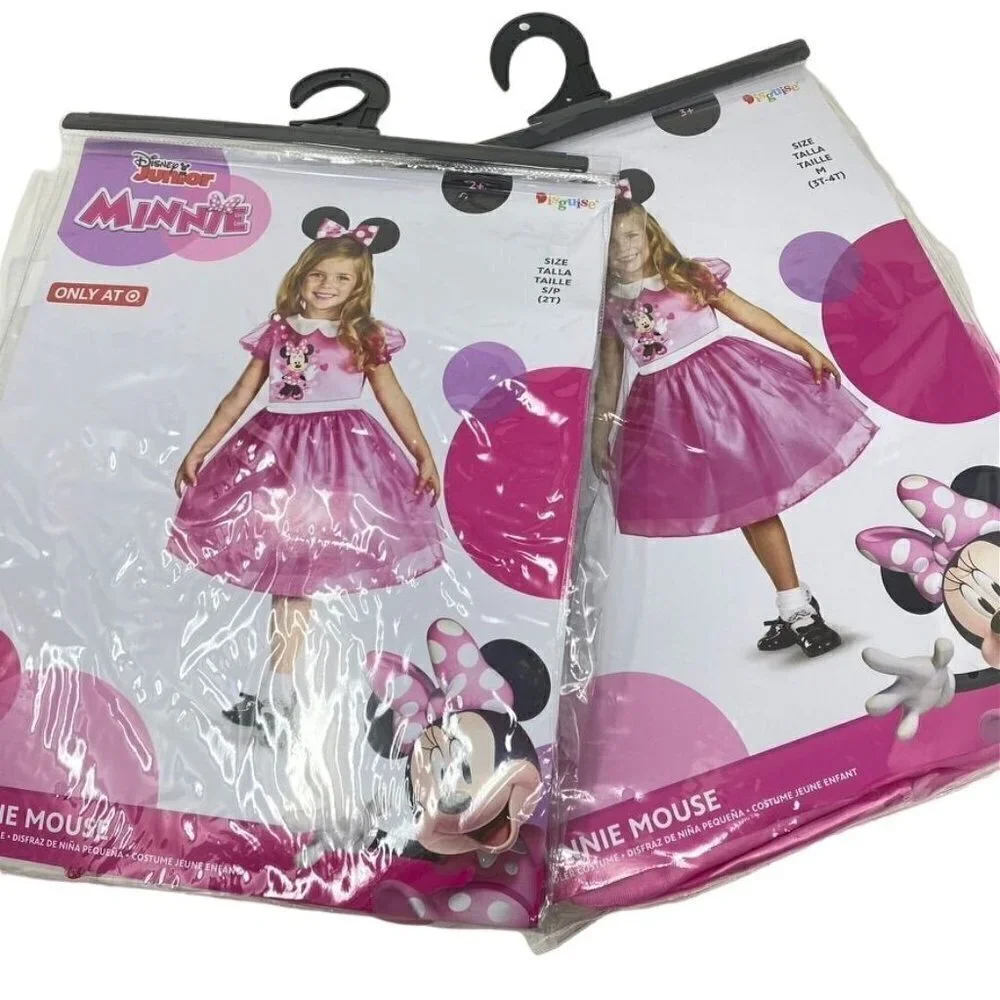 Disguise Disney Minnie Mouse Halloween Costume Dress Headband Szs 2T/ 3-4T